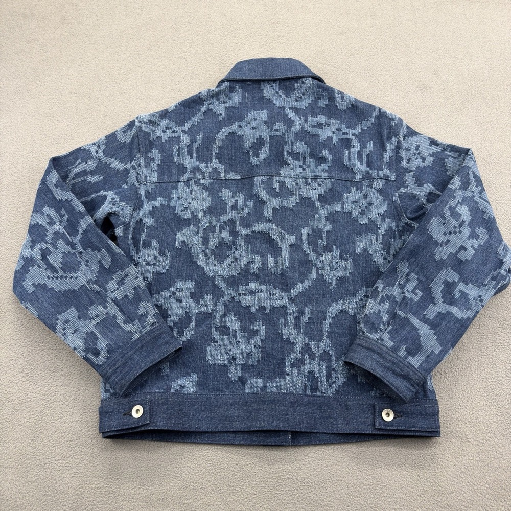 Rag & Bone Concord Indigo Mosaic Floral Contrast Button Denim Jean Jacket Size S - Picture 12 of 13